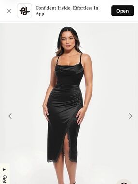 Popilush Lace Trim Sculpting Midi Dress Black XL NWT